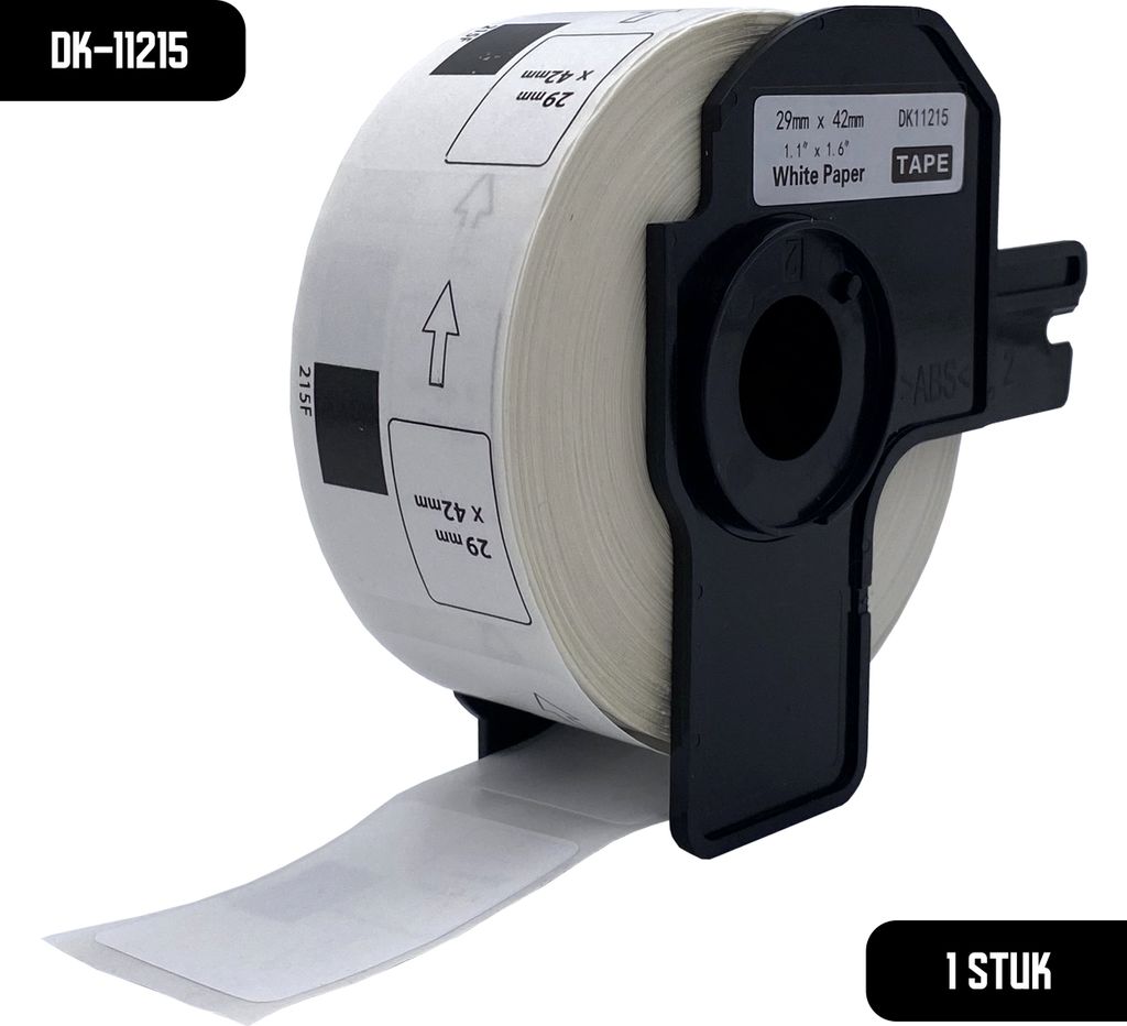 DULA Brother Compatible DK-11215 - Voorgestanst label - 1 rol - 29 x 42 mm - 700 labels per rol - Zwart op wit - Papier