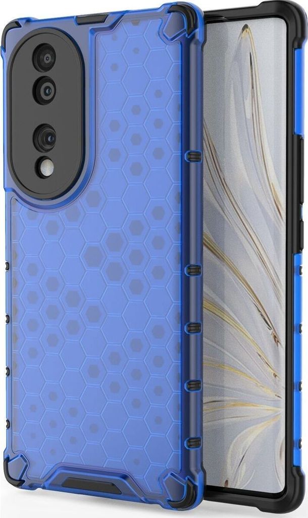 Mobigear Honeycomb HONOR 70 Hülle Hardcase Backcover Stoßfest - Blau