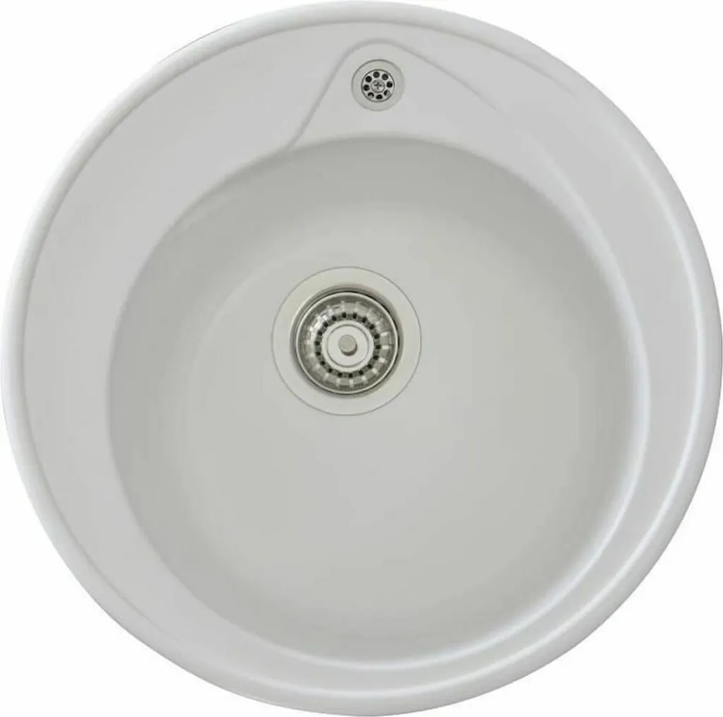 Evier rond blanc 49cm en SMC, facile à nettoyer - STRADOUR RONDA