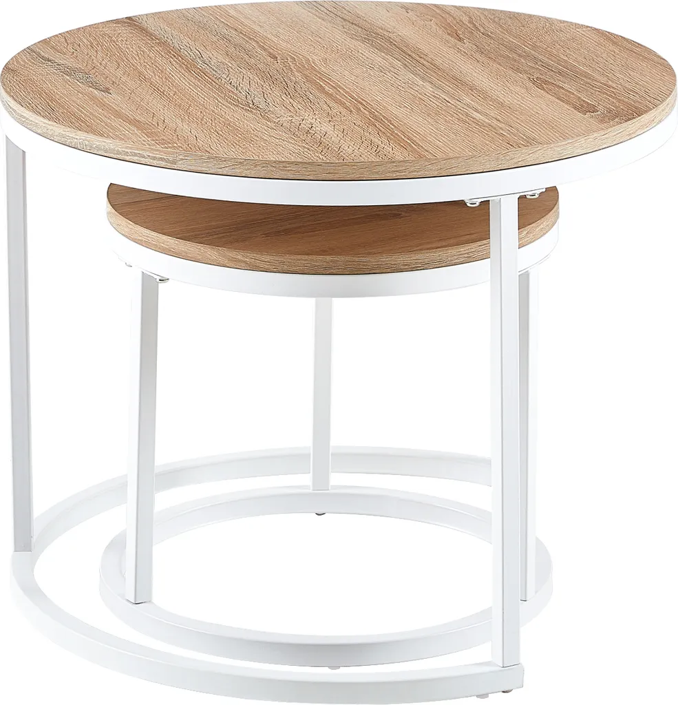 Table basse blanche 60 cm, structure métallique robuste, lot de 2 pièces - 10