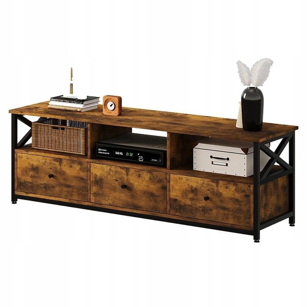 Szafka rtv pod telewizor z 3 szufladami vintage loft Zdjęcie produktu 