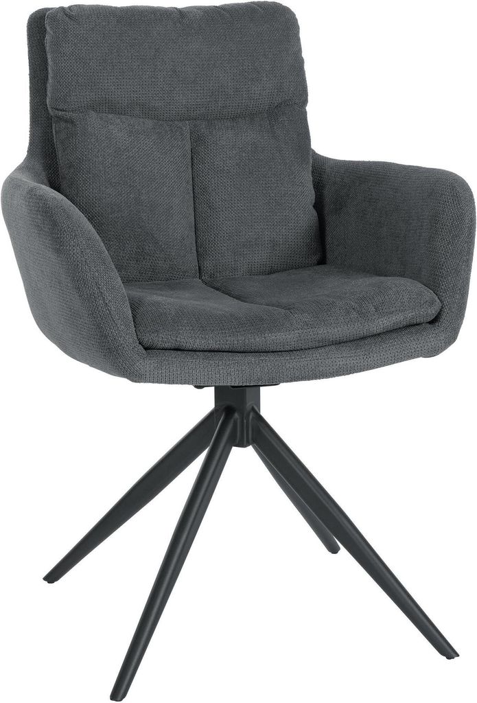 CLP Esszimmerstuhl Vilas Stoff 180° schwenkbar mit Armlehne und Rückenlehne,dunkelgrau