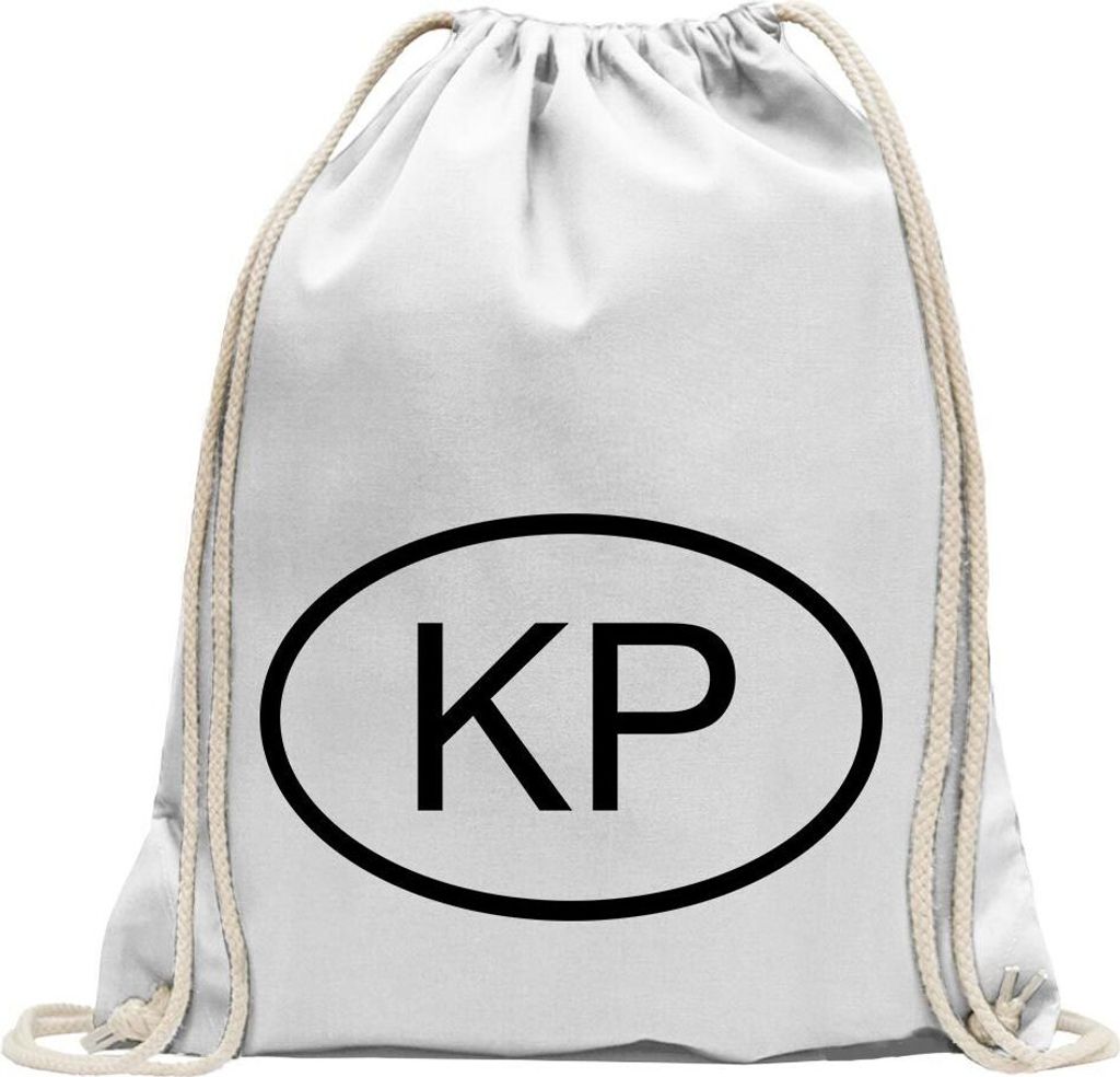 Kiwistar - Turnbeutel - weiss - Nordkorea KP - Fun Rucksack Sport Beutel Gymsack Baumwolle mit Ziehgurt