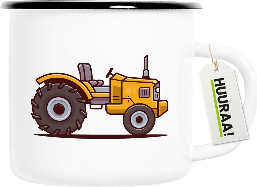 Huuraa Emaille Tasse Traktor Trecker 300ml Vintage Produktbild 