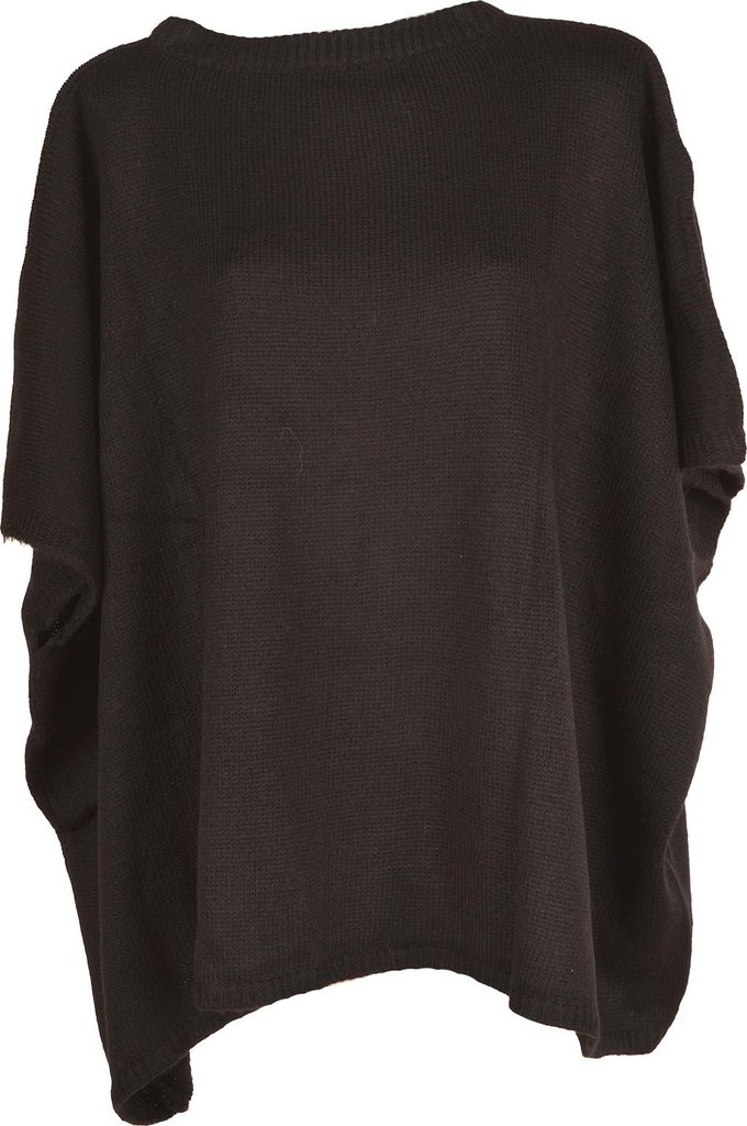 styleBREAKER Damen Feinstrick Poncho aus italienischer Herstellung mit Oversize Schnitt | Kurzarm Cape mit weitem Rundhals und softem Material | pf...