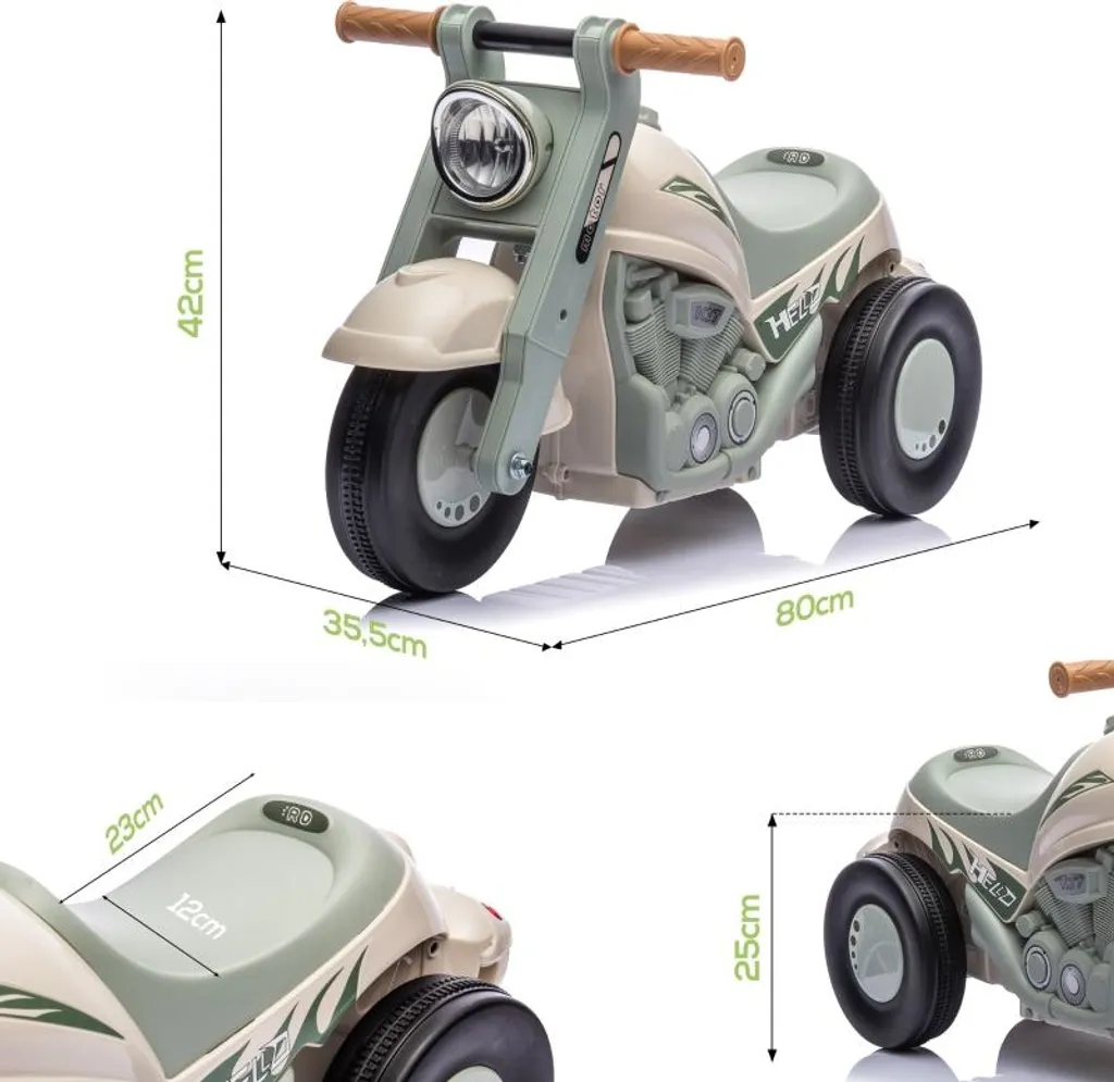 Porteur moto pour enfant 2 à 5 ans avec bulles et sons, coloris crème