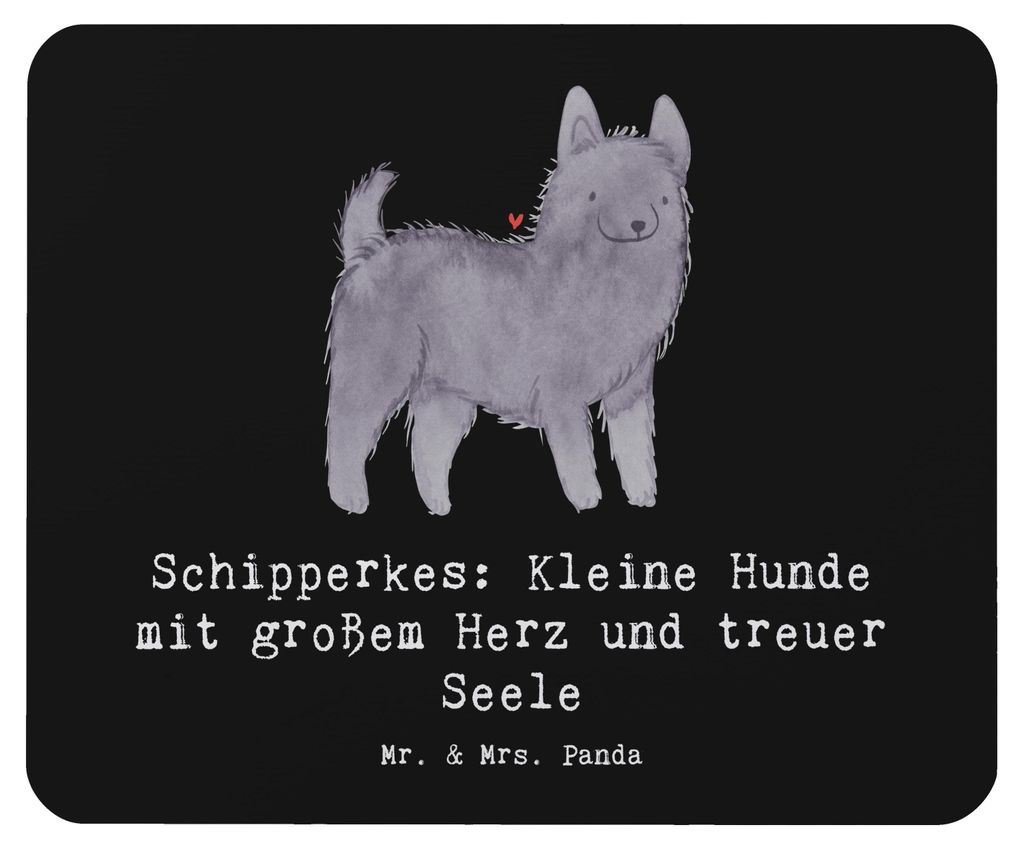 Mr. & Mrs. Panda Mauspad Schipperkes Herz - Schwarz - Geschenk, Hunderasse, lebhafter Hund, Mouse Pad, Hunderassen Beschreibung, laptop, pc, mousem...