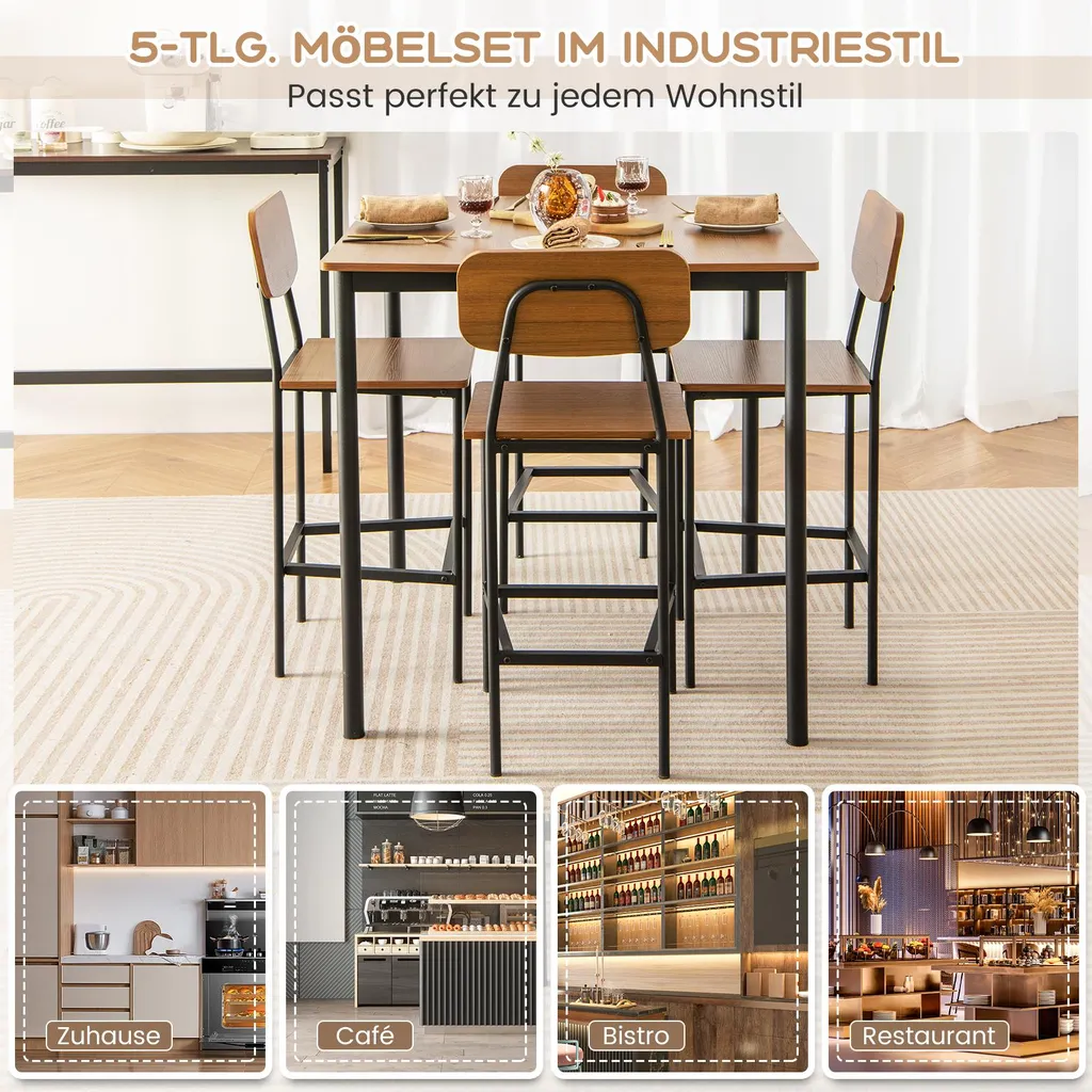Set de table haute et tabourets encastrables pour manger dans petit espace - 4