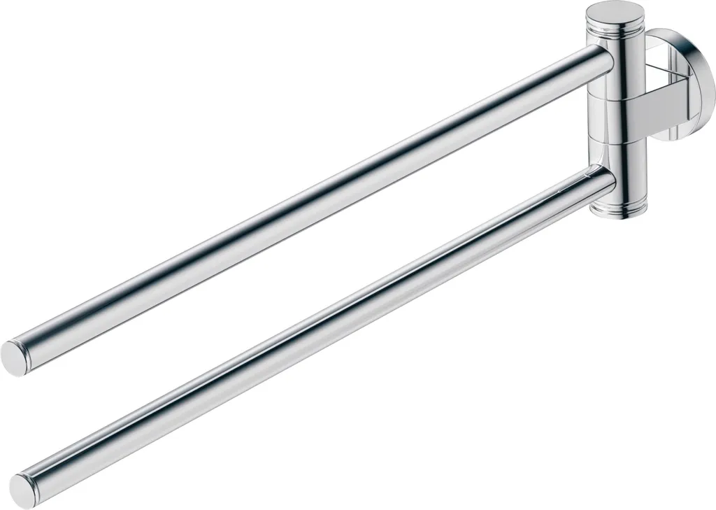 Barre porte-serviettes double orientable en chrome pour salle de bain