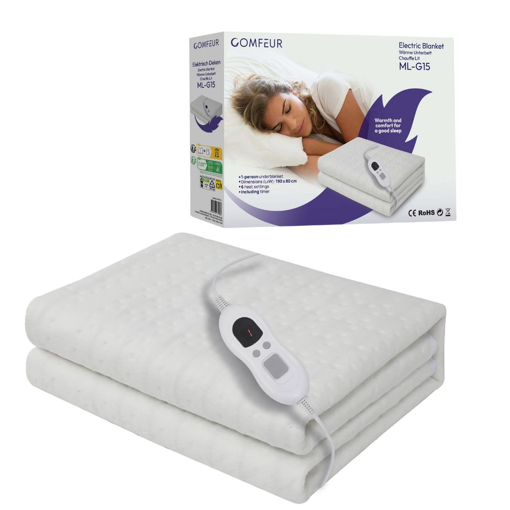 Comfeur Heizdecke Wärmeunterbett 190 x 80 cm, Heizmatte mit Produktbild 