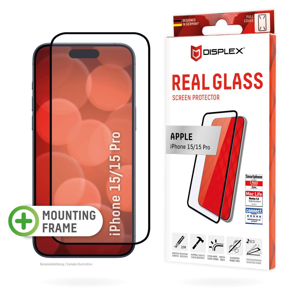 Vetro temperato DISPLEX (10H) per Apple iPhone 15/15 Pro, Immagine del prodotto 