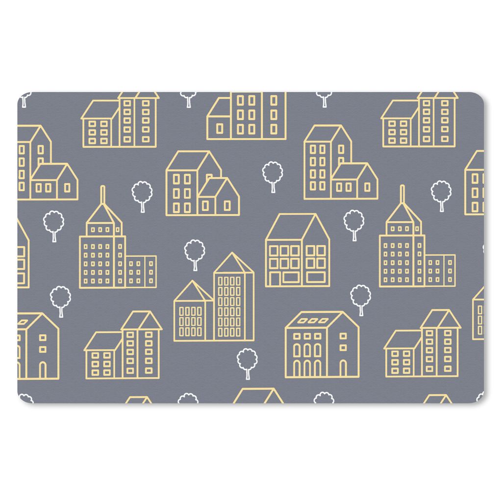 MuchoWow Schreibtischunterlage Muster - Gebäude - Gold 60x40 cm - XXL Mauspad - Großes Mauspad