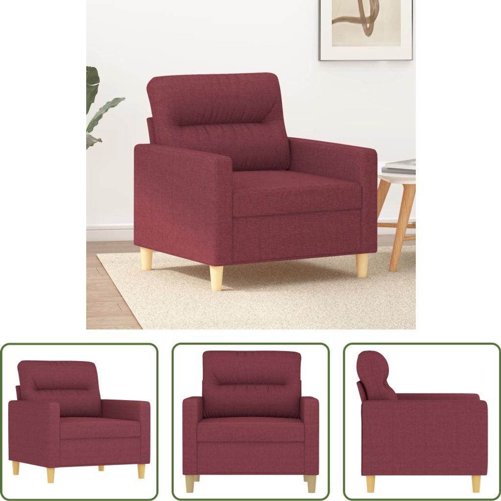 The Living Store Sofasessel Weinrot 60 cm Stoff