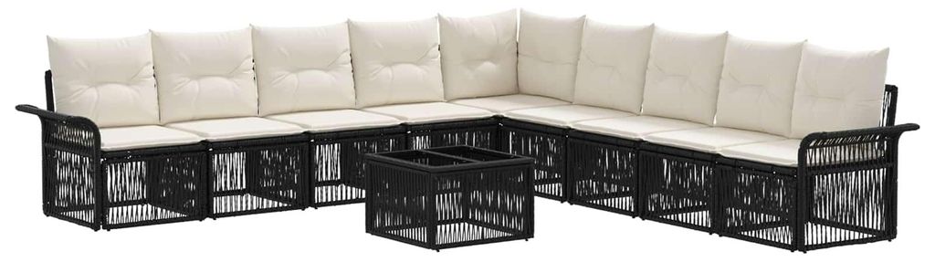 Gartensofa-set 10 pcs Schwarz Poly-Rattan