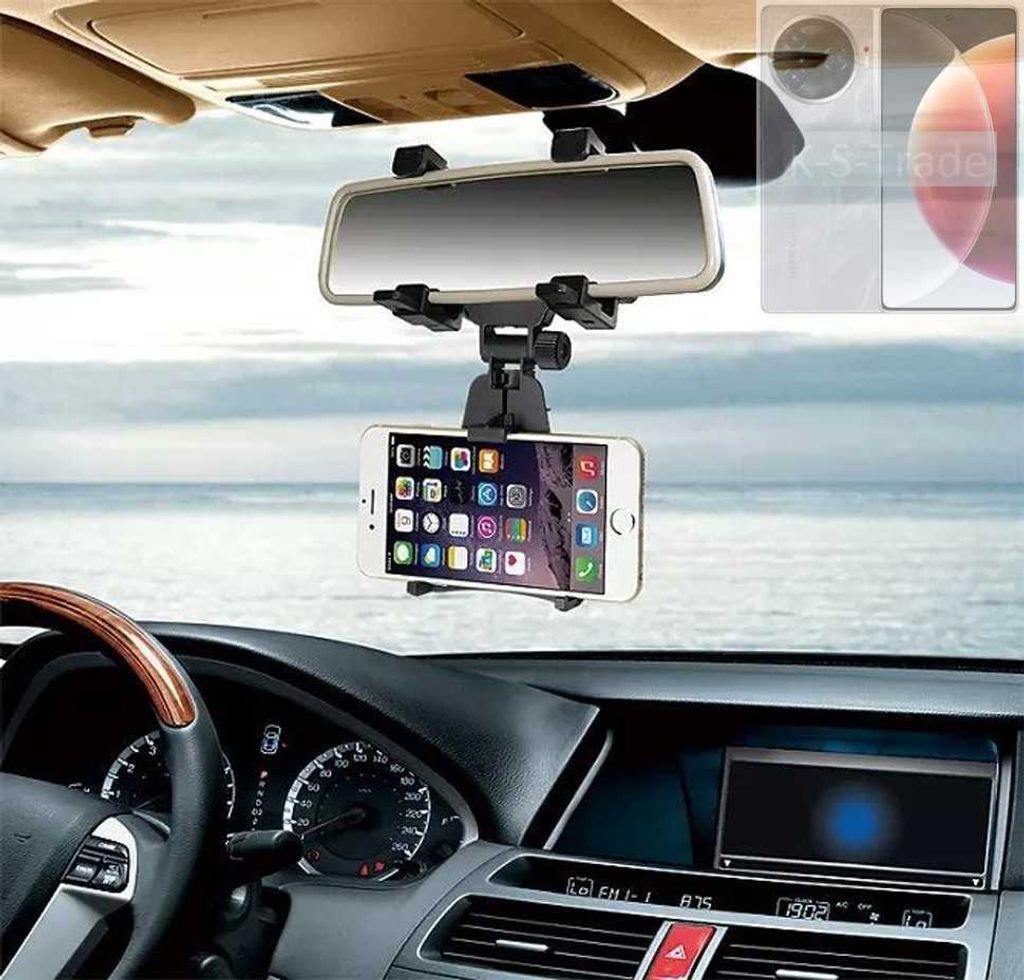 K-S-Trade Smartphone Halterung kompatibel mit Tecno Camon 30 Pro 5G Rückspiegel Halterung schwarz Auto Halterung KFZ Halter