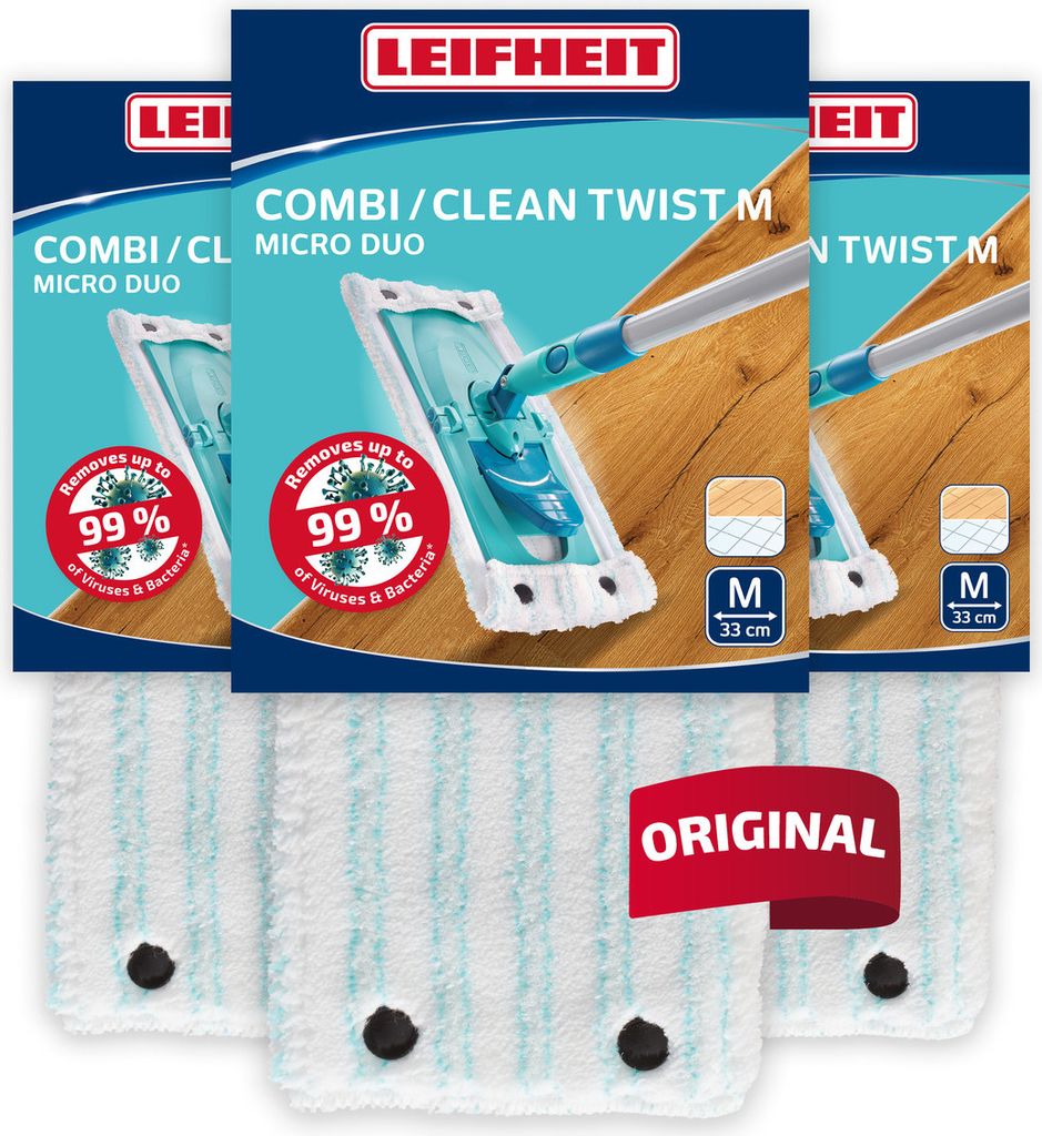 Leifheit Wischbezug Ersatz Bezug CLEAN TWIST M / Combi M micro duo 3er Set