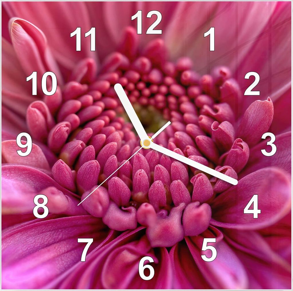 Wanduhr aus Glas mit Motiv Nahaufnahme Blume- 30 x 30 cm - inkl. Aufhängesystem