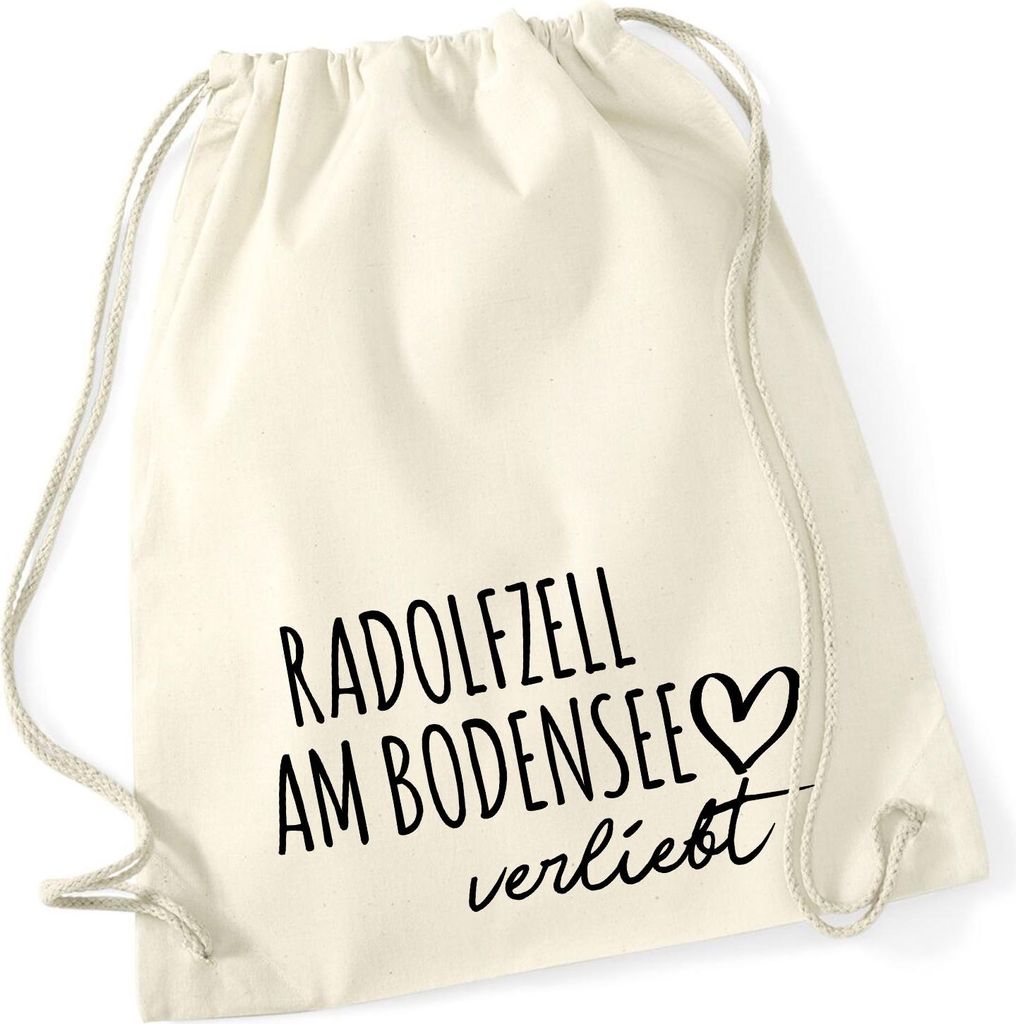 Huuraa Turnbeutel Radolfzell am Bodensee verliebt 12 Liter Natural Baumwolle Rucksack Geschenkidee