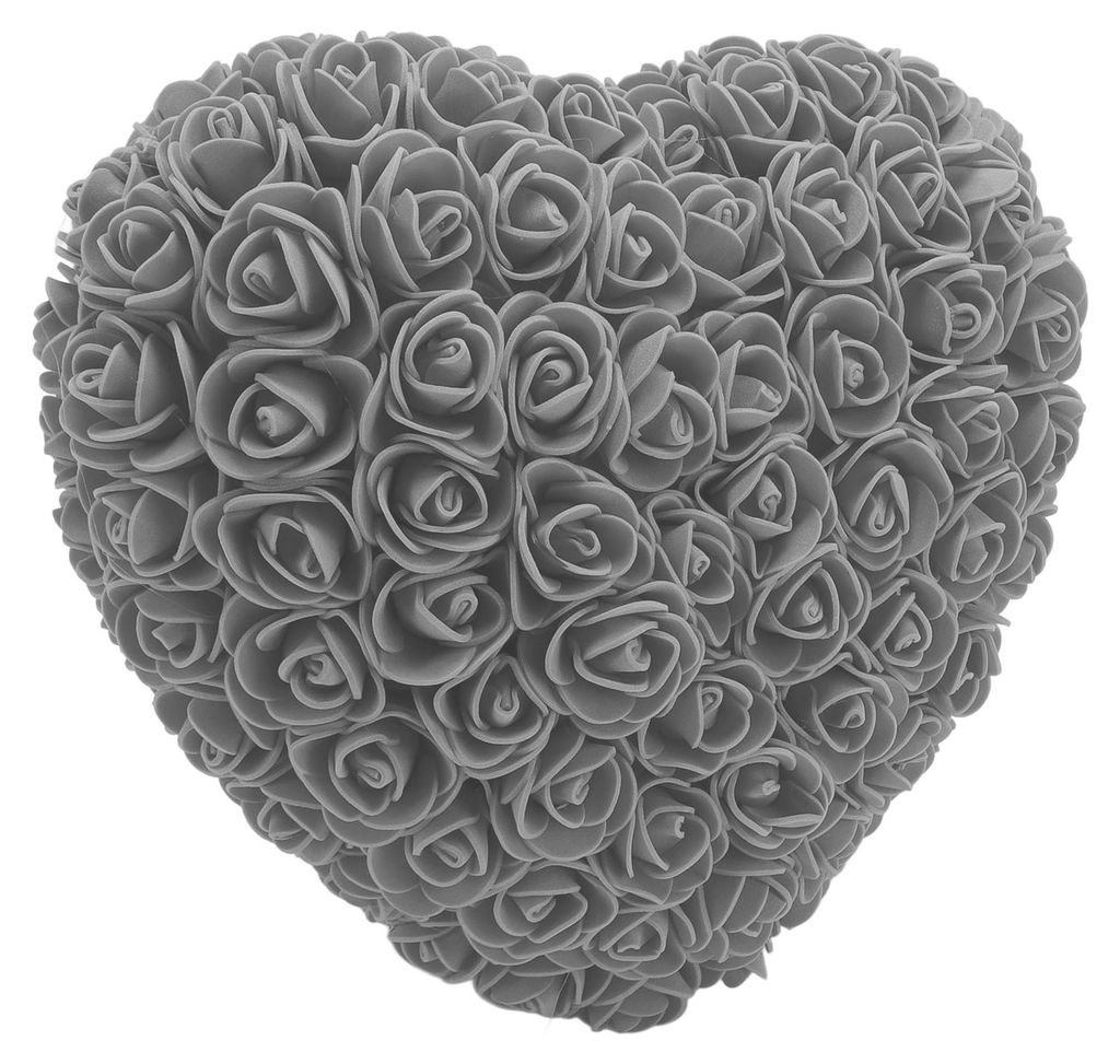 Künstliche Rosen aus Schaumstoff – handgefertigte, romantische Dekorationsrosen in Herzform mit Lichterkette für das Schlafzimmer, in Grau