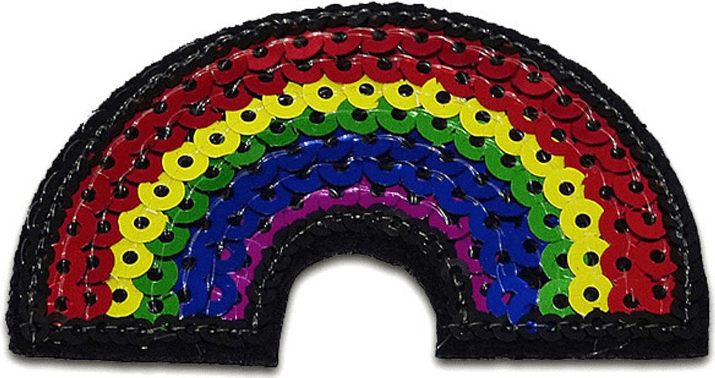 Regenbogen Mit Pailletten - Aufnäher, Bügelbild, Aufbügler, Applikationen, Patches, Flicken, Zum Aufbügeln, Größe: 6,8 x 4,1 cm