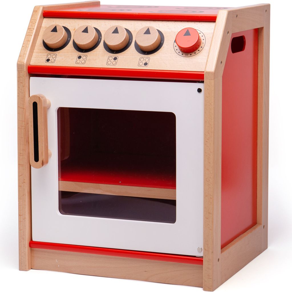 Tidlo Holz Spielzeugherd mit klickenden Drehreglern und Backofen 35x52x40 cm