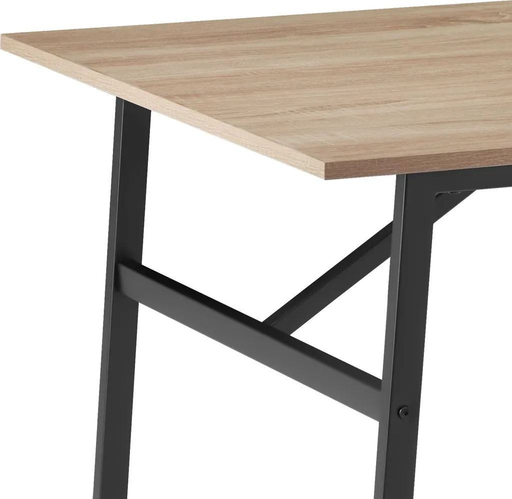 Table de cuisine rectangulaire style loft Swansea bois clair et noir - 8