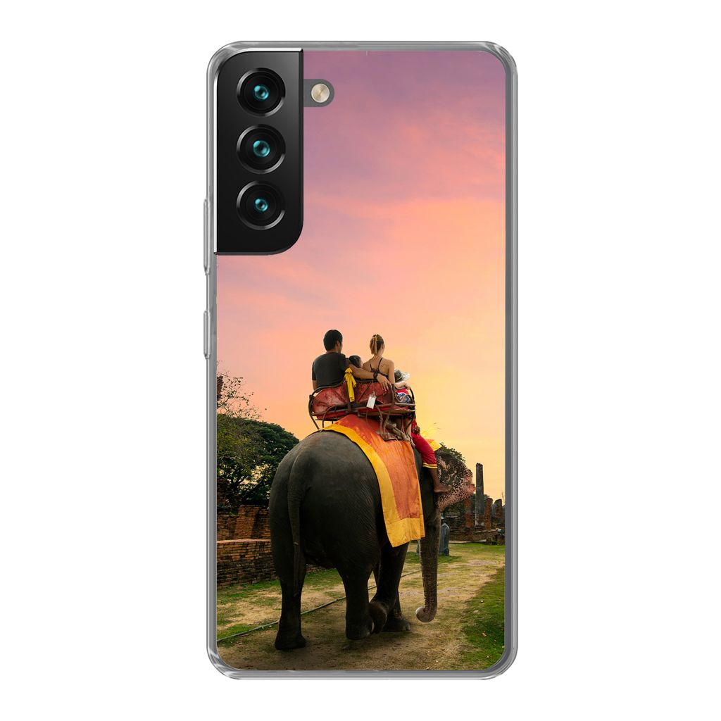MuchoWow Handyhülle Schutzhülle Hülle für Samsung Galaxy S22 Plus Elefant - Tiere - Dorf - Natur Silikon Softcase Handy Hülle - Schutzabdeckung