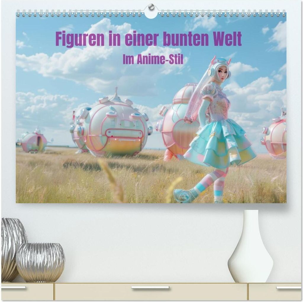Figuren in einer bunten Welt - Im Anime-Stil (hochwertiger Premium Wandkalender 2026 DIN A2 quer), Kunstdruck in Hochglanz