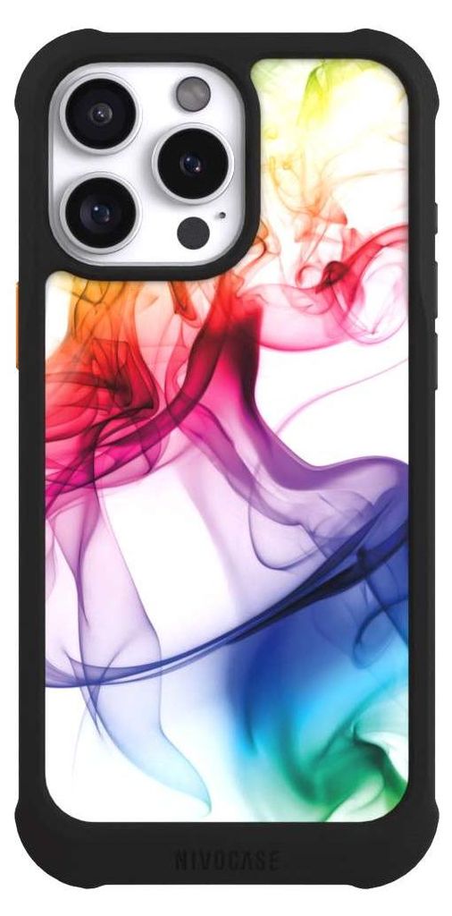 NIVOCASE Hülle für Apple iPhone 16 Pro Max Stoßfeste Handyhülle NIVOmax Case Schwarz Farbe Regenbogen Wasser
