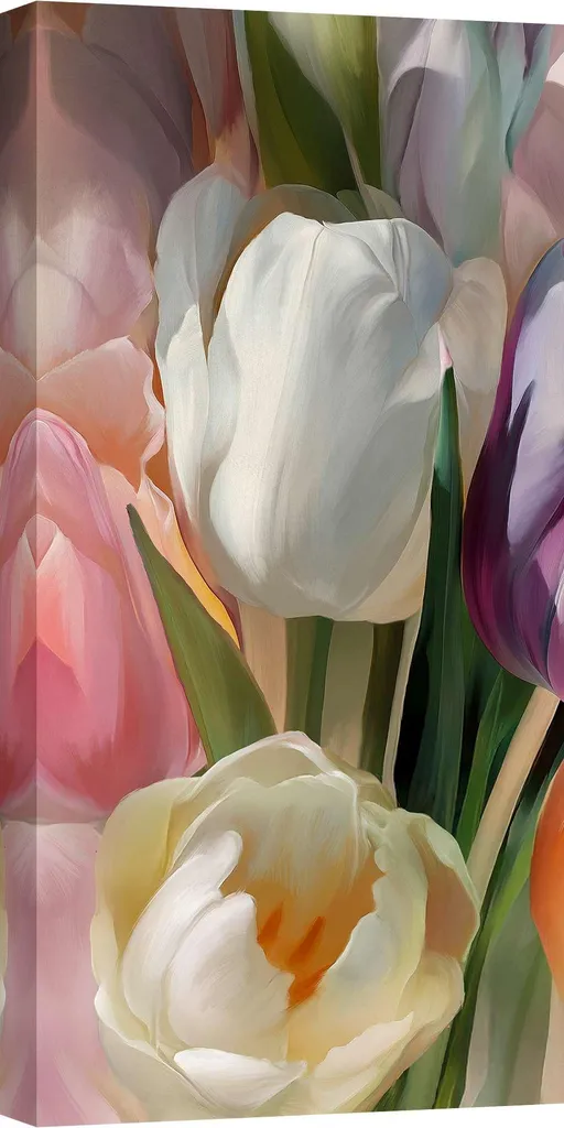 Tableau Tulipes XXL 140x70 cm - Toile Haute Qualité par Luca Villa Art