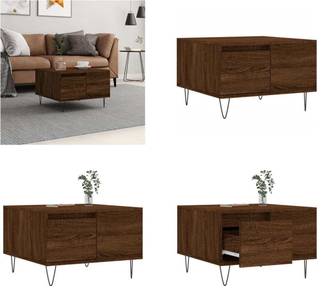 vidaXL Couchtisch Braun Eichen Optik 55x55x36,5 cm Holzwerkstoff - Couchtisch - Couchtische - Beistelltisch - Sofatisch