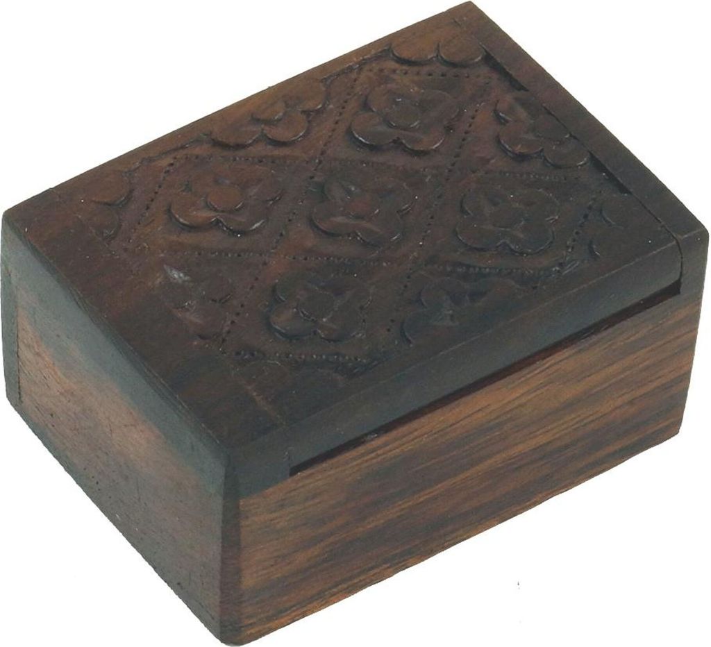 Beschnitzte Kleine Schatztruhe, Holzschachtel, Schmuck Dose, Schatzkiste - Modell 15, Braun, 3,3*7*5 cm, Dosen, Boxen & Schatullen