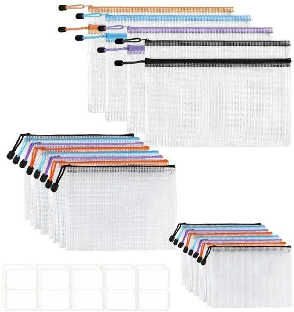 Pochettes Transparentes Étanches en PVC avec Zip - Pack Mixte de 20 - 2