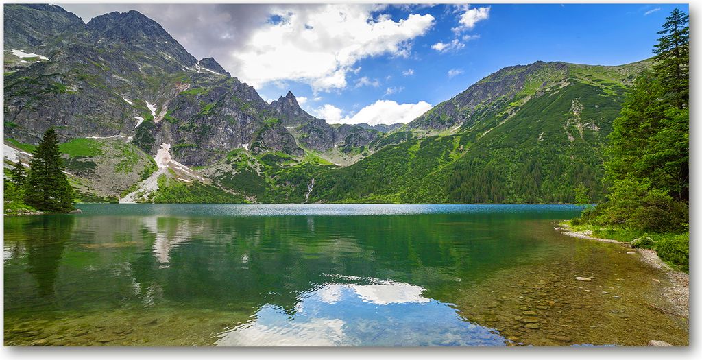 Tulup Küchenrückwand Spritzschutz aus Glas -100x50 -Spritzschutz auf gehärtetes GlasDeko Landschaften Berge See Tatra