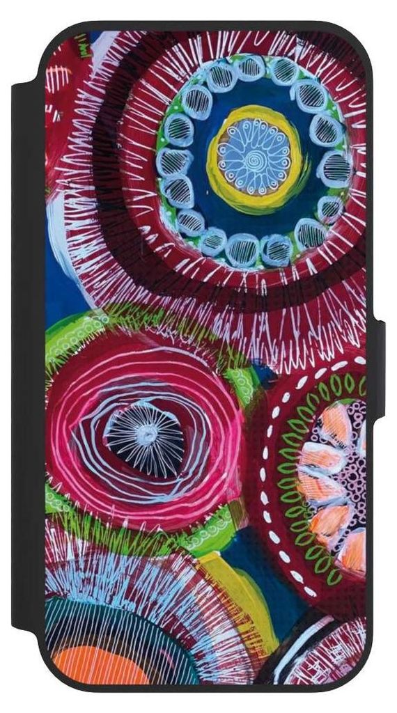 NIVOCASE Klapphülle für Apple iPhone 13 Pro Handyhülle aus Kunst Leder NIVOflip schwarz Farbe Malerei bunt