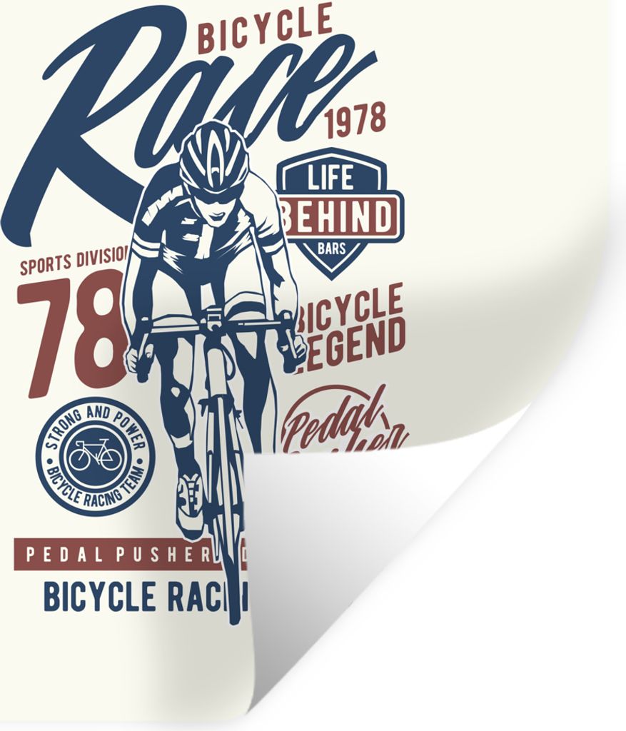 MuchoWow Wandtattoo Wandsticker Wandaufkleber Radsport - Retro - Fahrrad 80x80 cm Selbstklebend und Repositionierbar - Wierderverwendbar - Selbst...