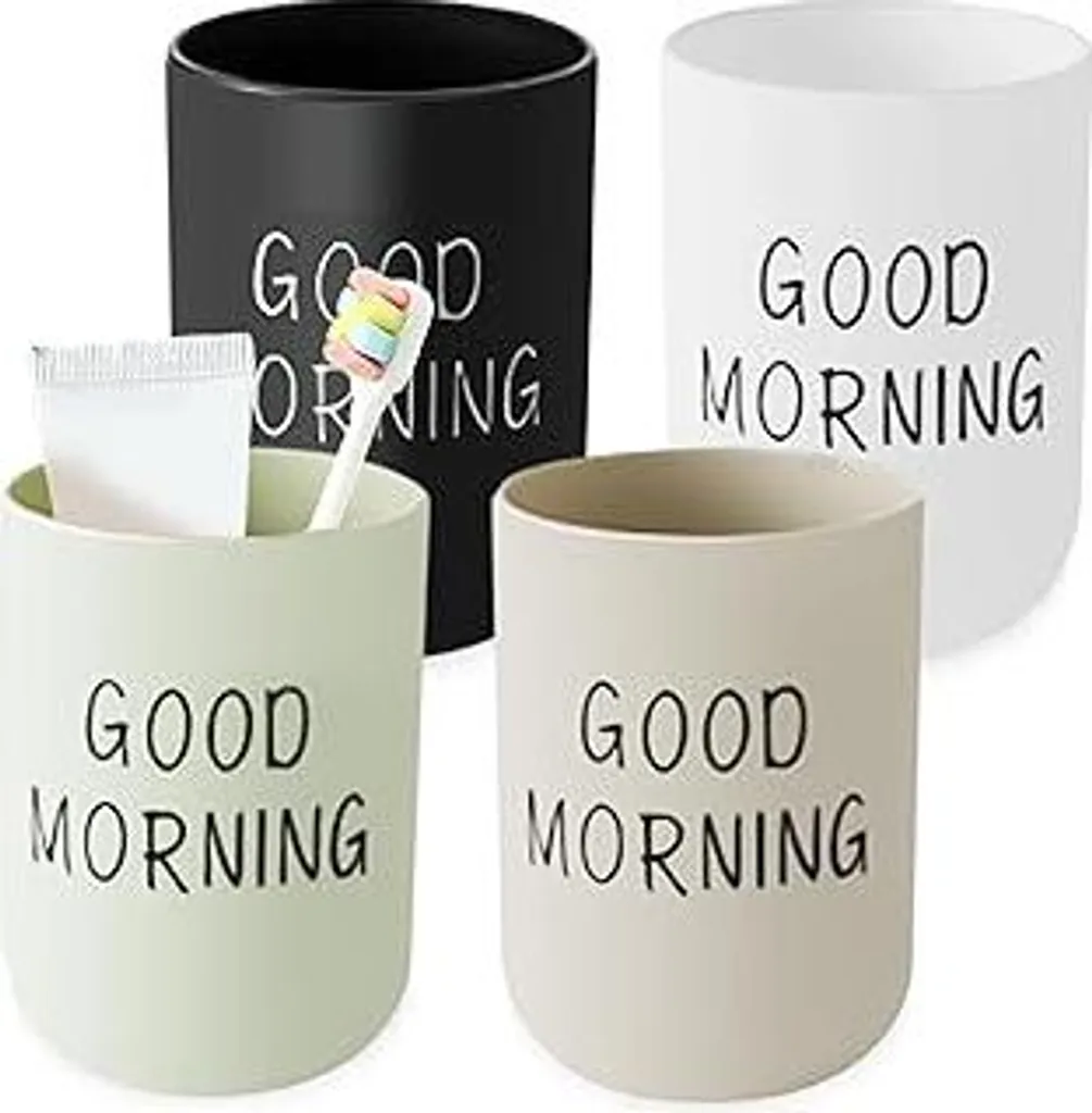 Set 4 Bicchieri Portaspazzolini in Plastica - Accessori Bagno Colorati