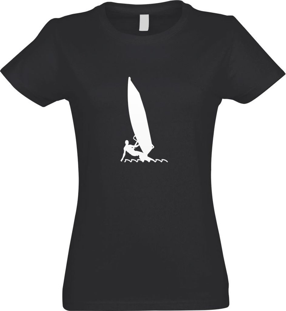 Kiwistar - T-Shirt tailliert - Damen - Graphit - Windsurfen Segel Sportler - mit Motiv Bedruckt - Funshirt Design - Sport - Freizeit - Damen - S