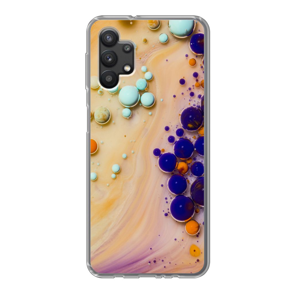 MuchoWow Handyhülle Schutzhülle Hülle für Samsung Galaxy A32 5G Milch - Tinte - Psychedelisch Silikon Softcase Handy Hülle - Softcase