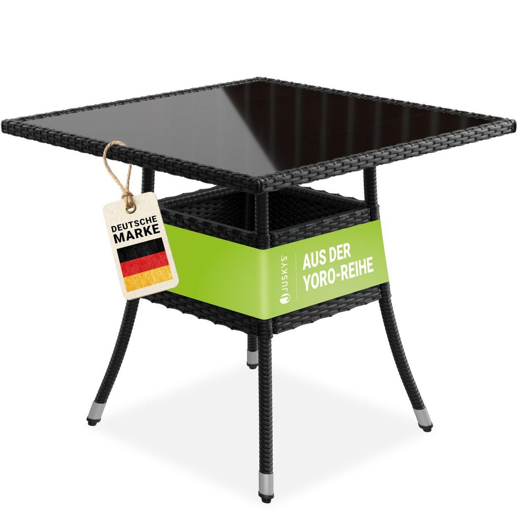Juskys Polyrattan Gartentisch Yoro eckig - wetterfest 80x80 Produktbild 