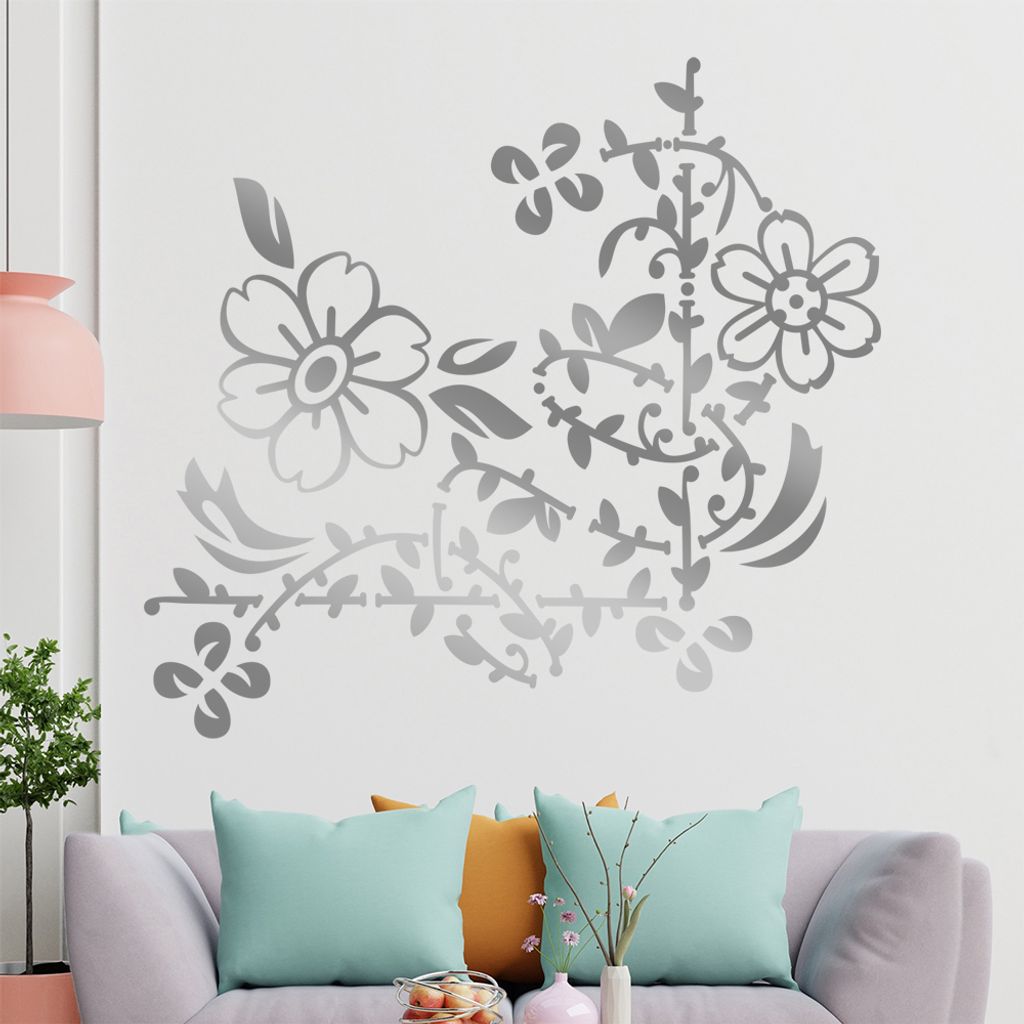 Blumenranke - Linien Wandtattoo in 6 Größen - Wandaufkleber Wall Sticker - Dekoration, Küche, Wohnzimmer, Schlafzimmer, Badezimmer