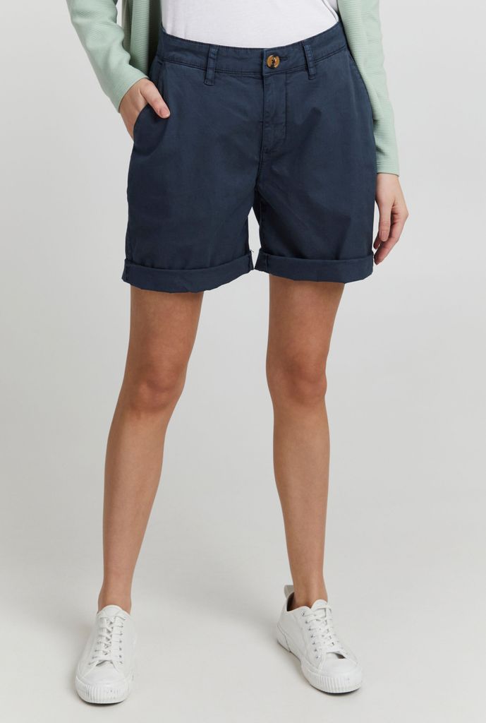 OXMO OXCharline Damen Shorts Chinoshorts kurze Hose mit Eingrifftaschen Gürtelschlaufen Baumwollmischung Regular fit