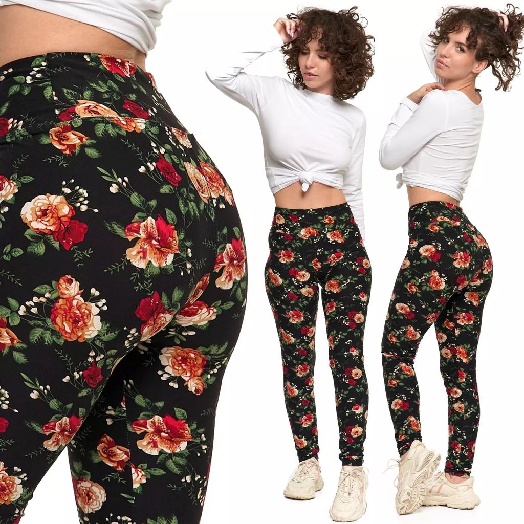 Wzorzyste legginsy sportowe damskie Moraj z wysokim stanem Zdjęcie produktu 1