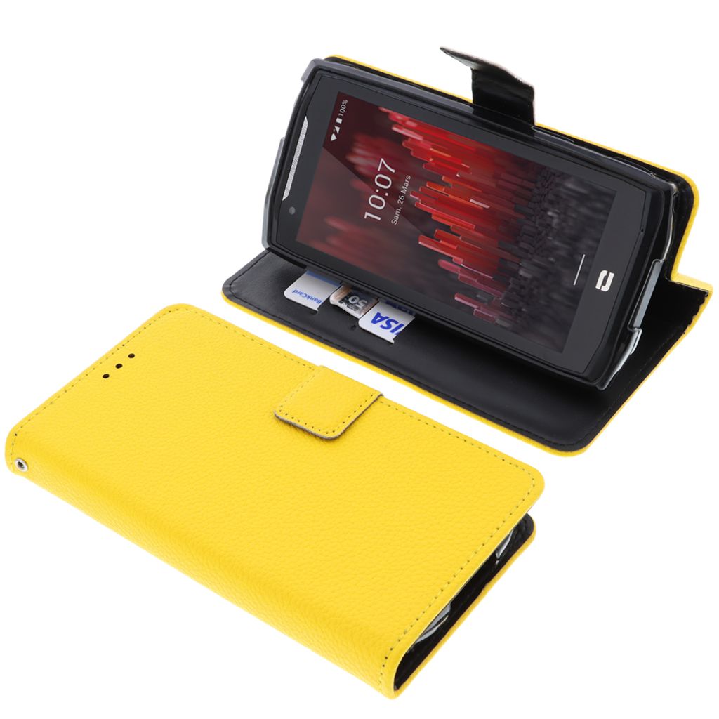 foto-kontor Tasche kompatibel mit CrossCall Core M5 Book Style gelb Schutz Hülle Buch