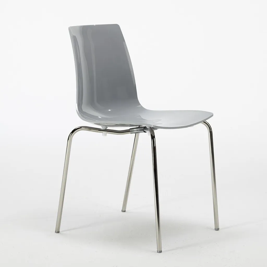 Tabouret de Bar Cuisine Lollipop Gris avec Pieds en Acier Empilables