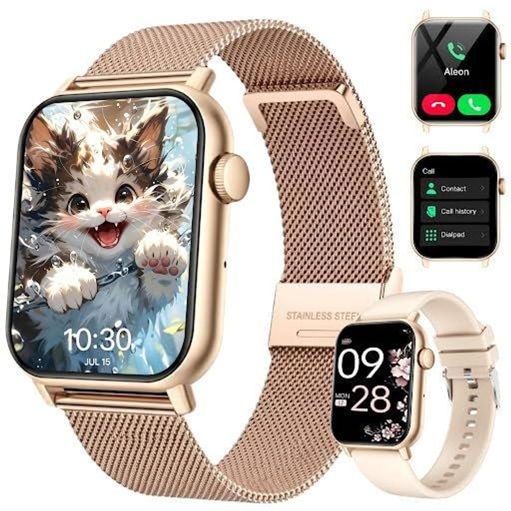 Smartwatch Damen Herren mit Telefonfunktion HD Display 110+ Produktbild 