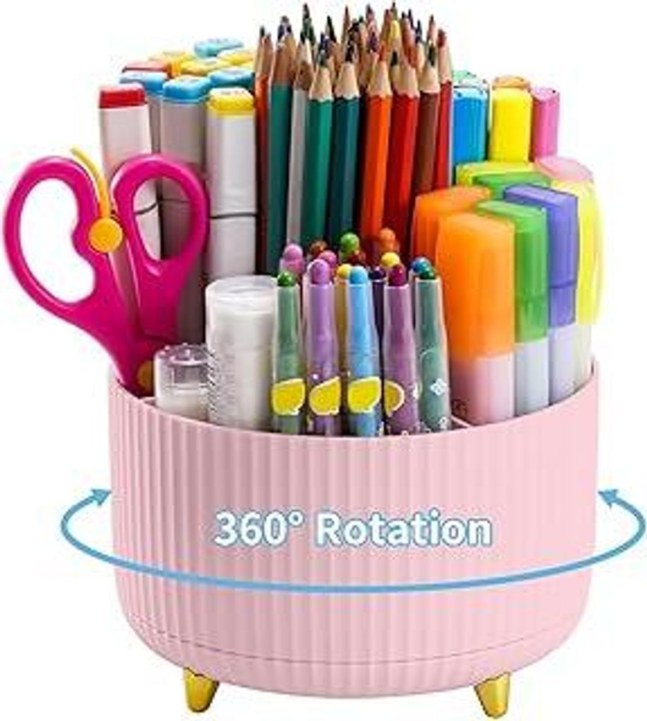 Marbrasse Schreibtisch Organizer,360 Grad Drehbarer Stifthalter für Schreibtisch Zubehör mit 5 Fächern,Stifte Organizer,Stift Aufbewahrungsbox f...