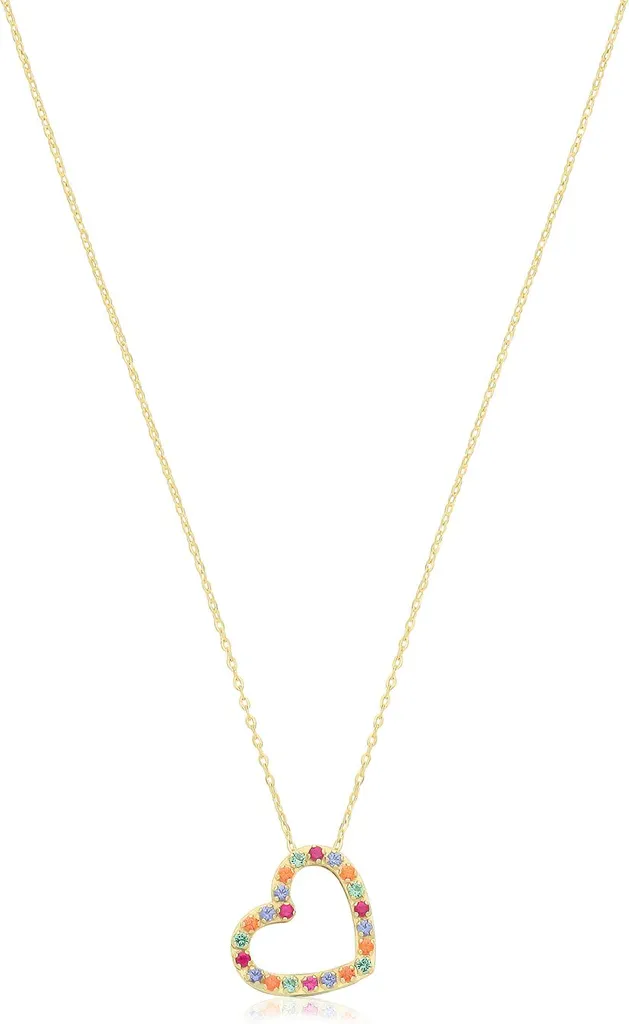 Bijou Cadeau Femme : Collier Cœur Or 375/1000 et Oxyde de Zirconium 42cm