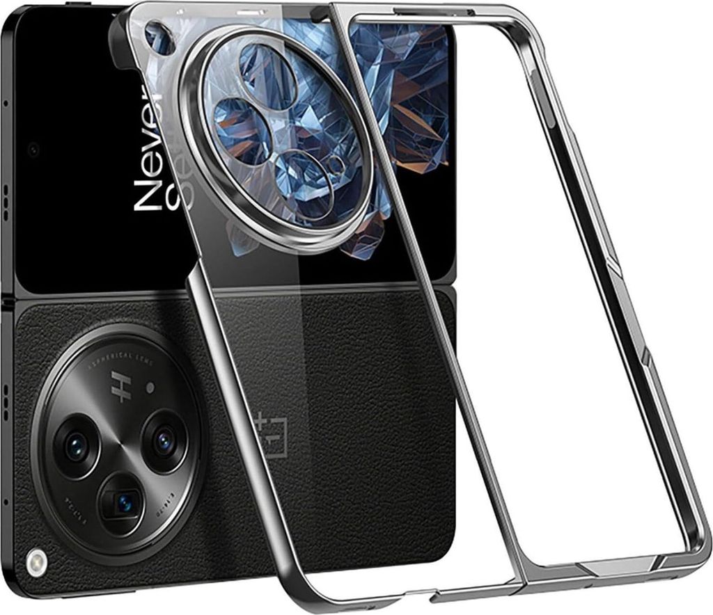 Hülle für OnePlus Open / Oppo Find N3 Ultradünne Transparent Harte PC Galvanik Schutzhülle Silber