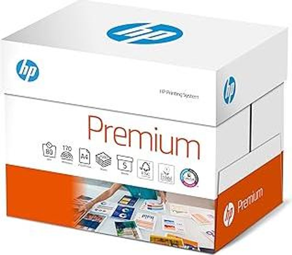 HP Premium CHP 850 Kopierpapier, 80g/m² A4, 2.500 Blatt (5x500 Blatt), extraglatt, weiß - intensive Farben, scharfes Schriftbild